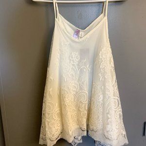 White/Cream Laced Tank - Francesca's